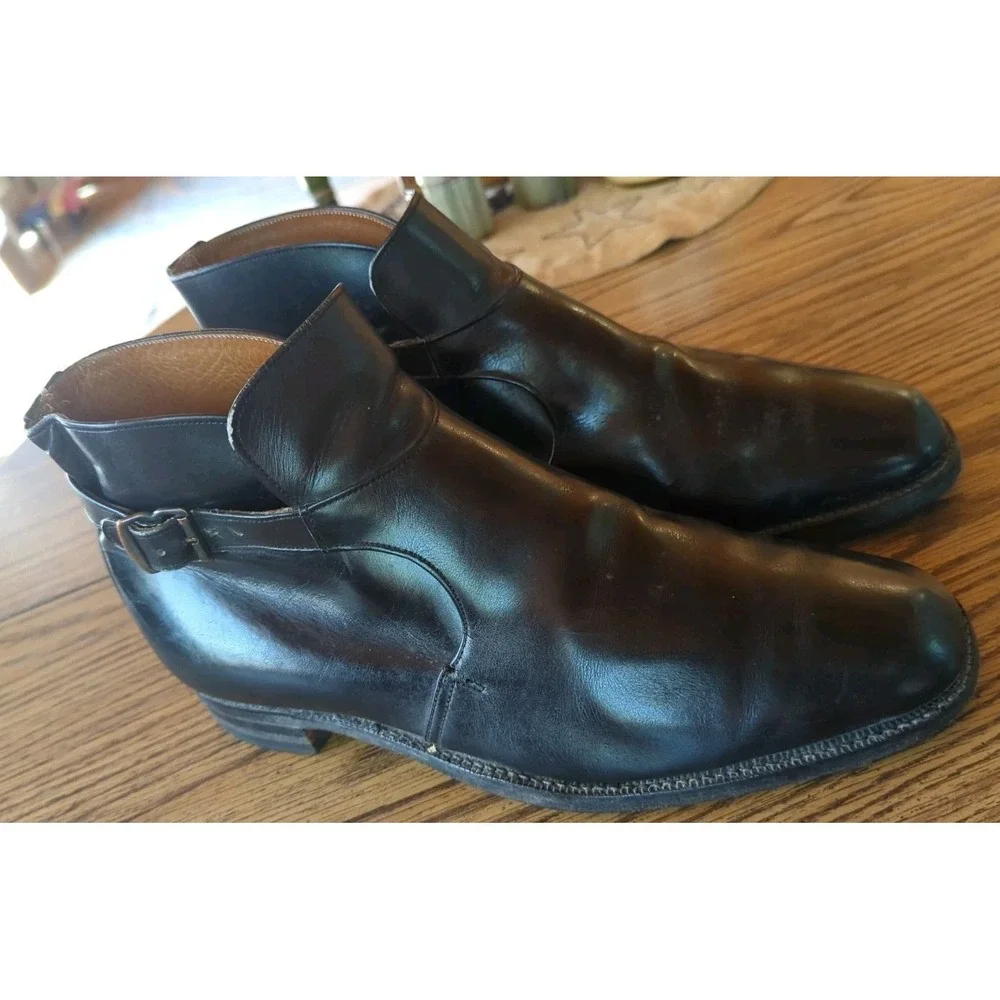 Vintage CHURCH'S CHEANEY Black Monk Strap Boots US Size 9 Made in England